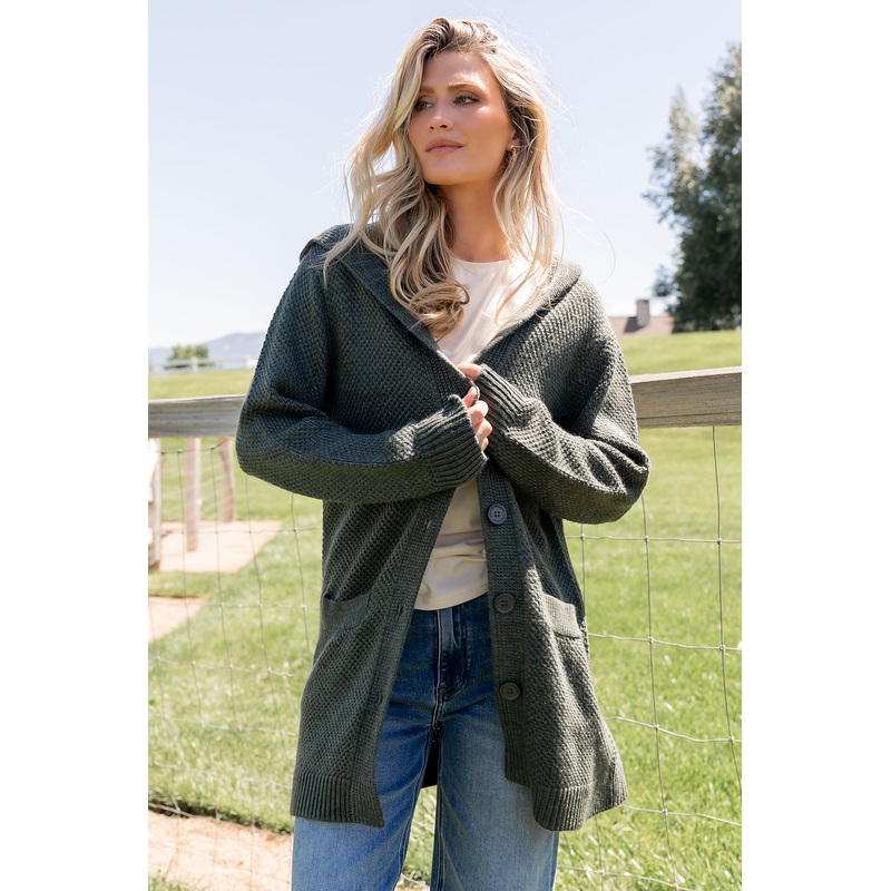 Katrine Hooded Cardigan | Green