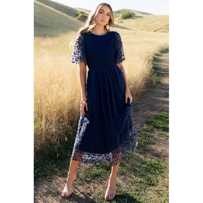Kendra Embroidered Dress | Navy