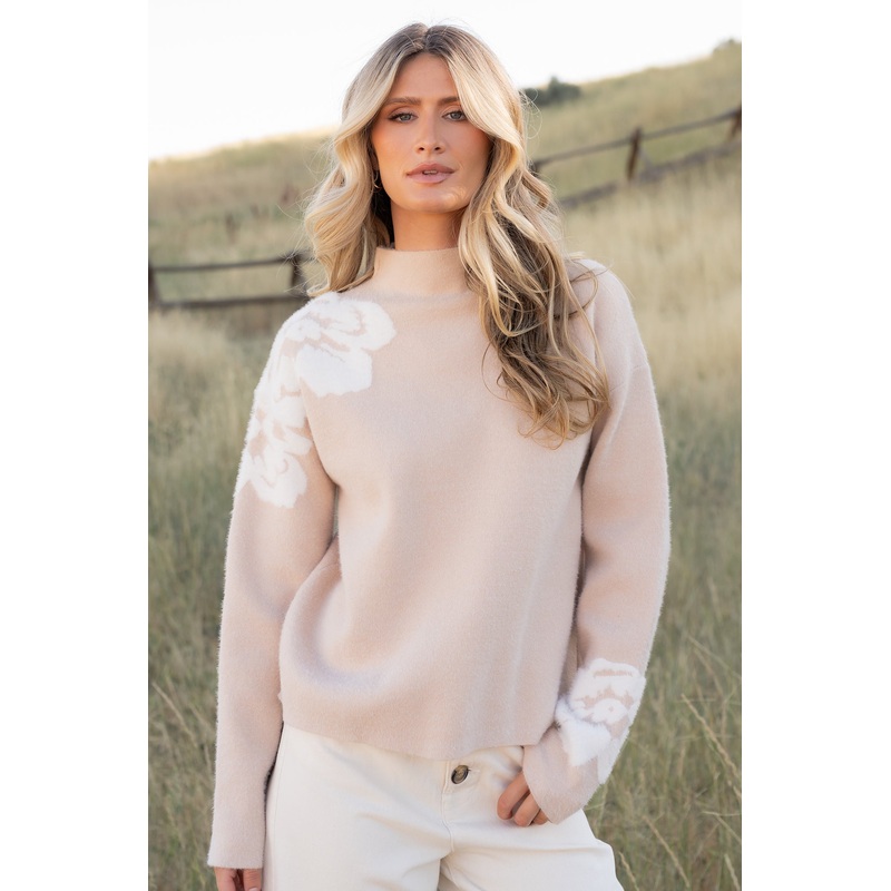 Oda Floral Sweater | Natural + Off White