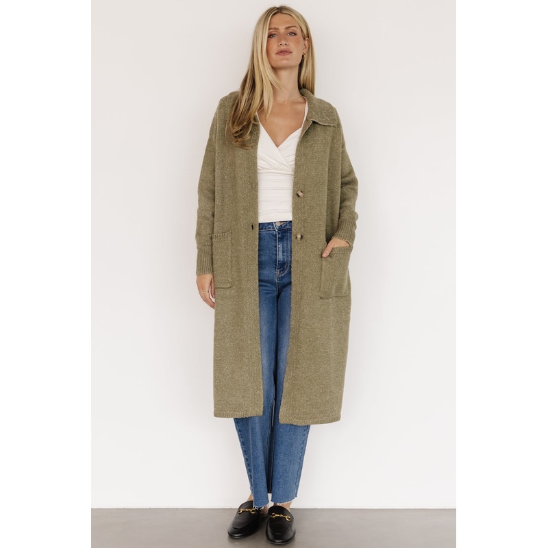 Ontario Long Button Cardigan | Olive