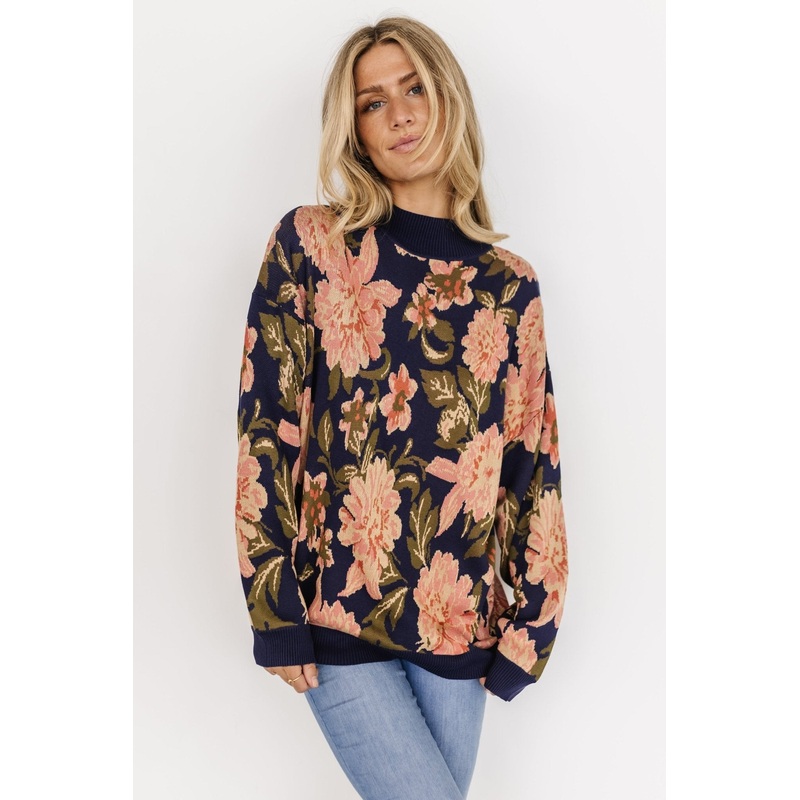 Polly Sweater | Navy Multi Floral