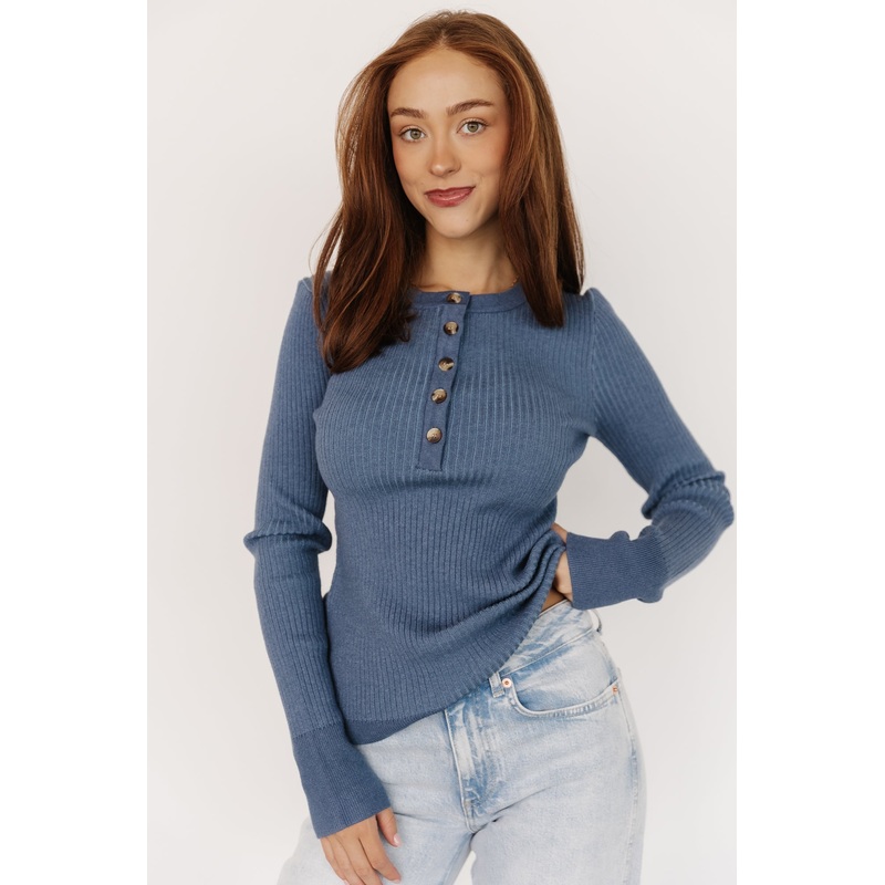 Stevie Ribbed Sweater | Blue|XS|S|M|L|XL|1XL|2XL|3XL