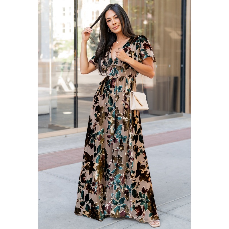 Valen Maxi Dress | Champagne Multi